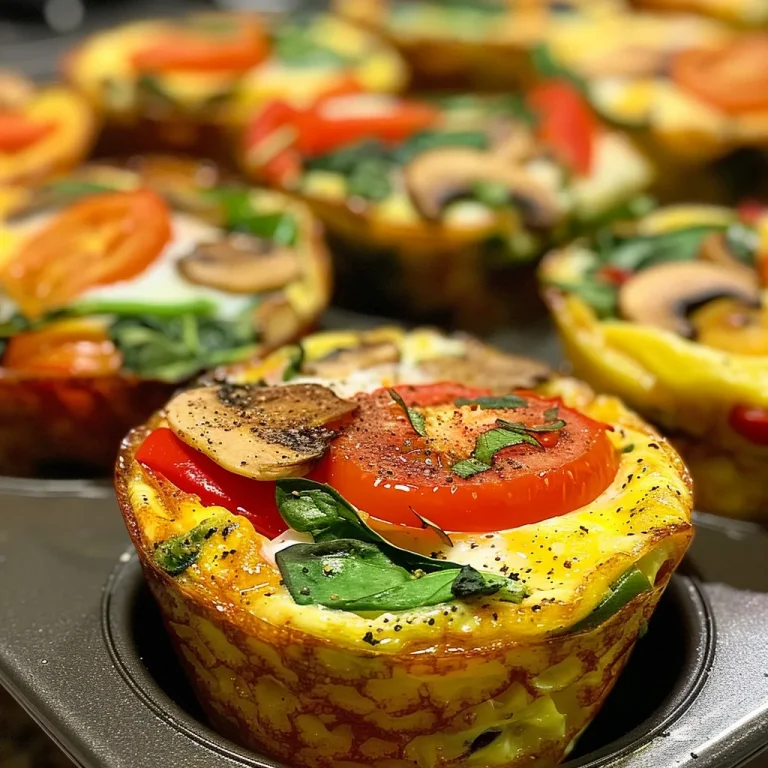 Muffin-Top Mornings: Whip Up Delicious Breakfast Egg Muffins in No Time! Close-up view of colorful breakfast egg muffins with vegetables and cheese.