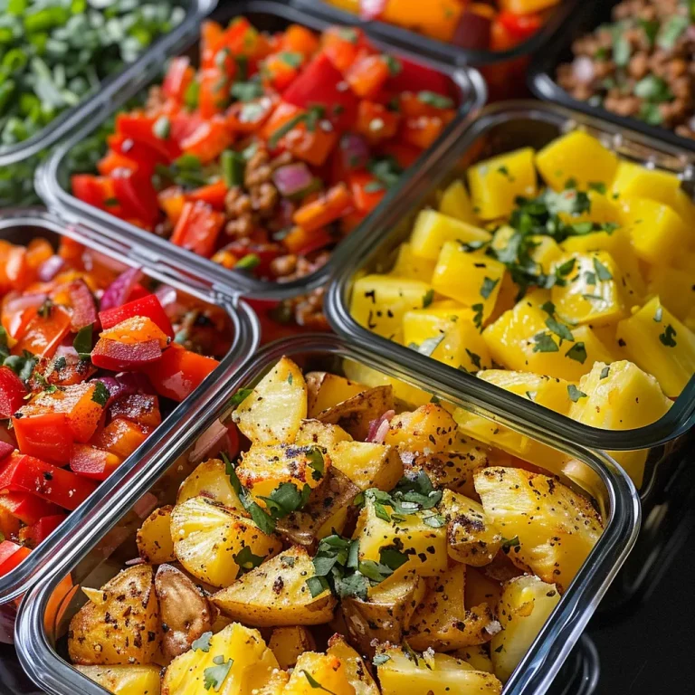 Rise and Shine: Wholesome Breakfast Meal Prep Bowls That Make Mornings a Breeze Close-up view of a breakfast meal prep bowl featuring colorful vegetables and chicken.