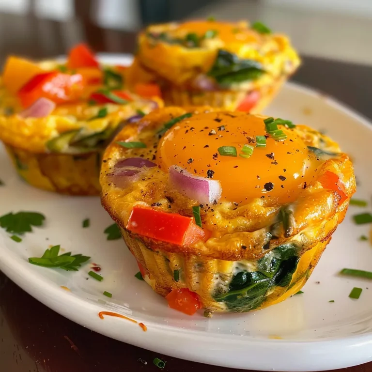 Close-up of golden-brown cheesy veggie egg muffins with diced vegetables visible.