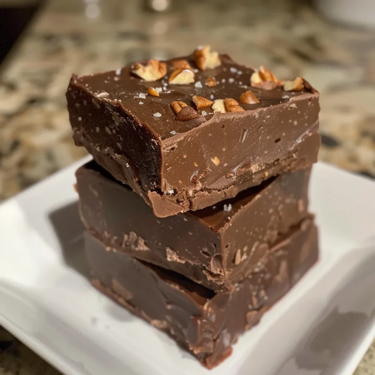 Close-up view of a rich, glossy piece of Easy Keto Fudge with a sprinkle of chopped nuts.
