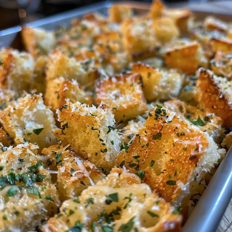 Savory Garlic Bread Bits: The Perfect Snack for Any Occasion Close-up view of golden brown garlic bread bits, showcasing a crispy texture.