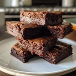 A close-up side view of decadent sugar-free chocolate brownies on a plate.