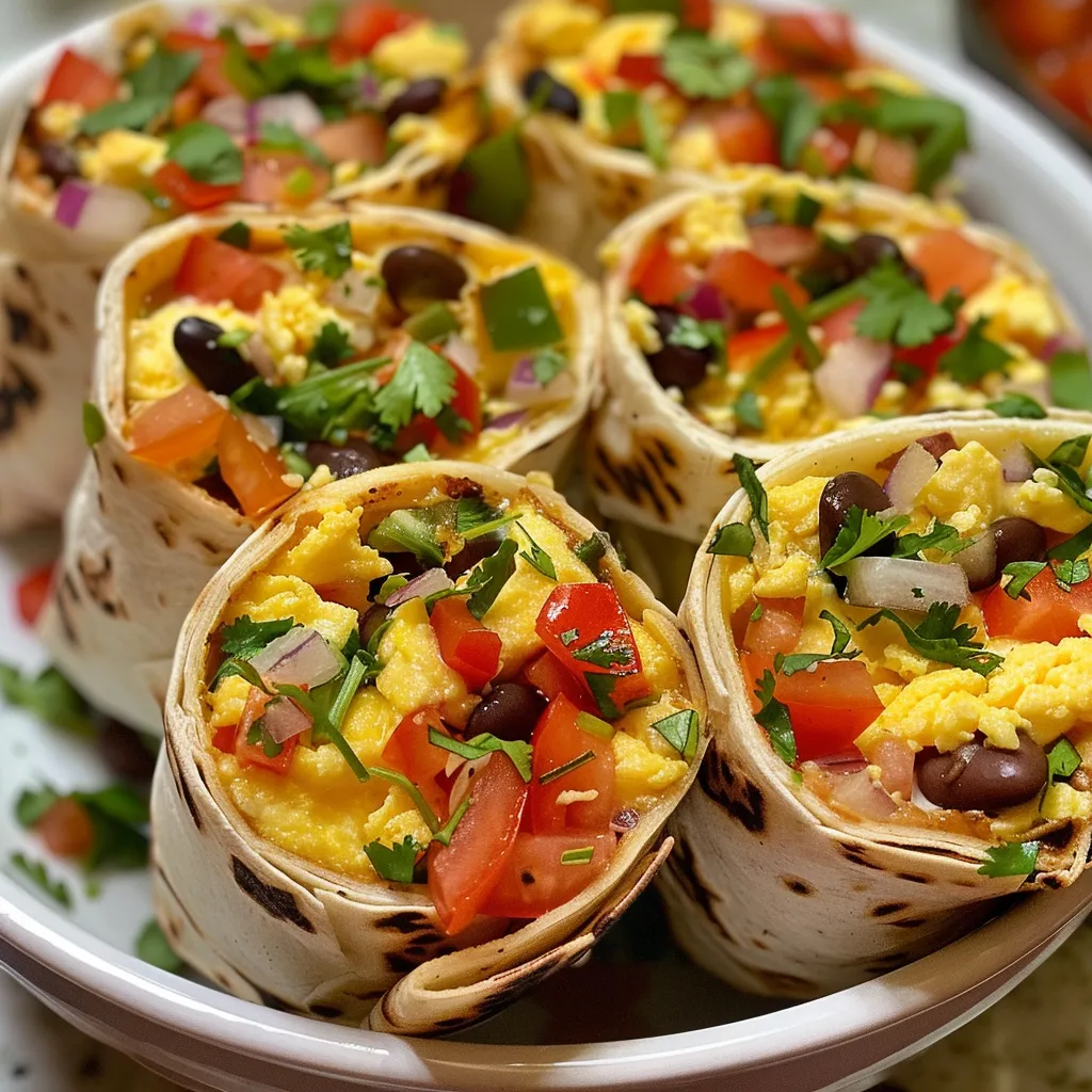 Side view of baked Breakfast Burrito Cups filled with eggs, beans, and bell peppers.