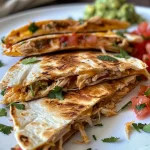 A close-up of juicy mini chicken quesadillas, showcasing melted cheese and vibrant salsa.