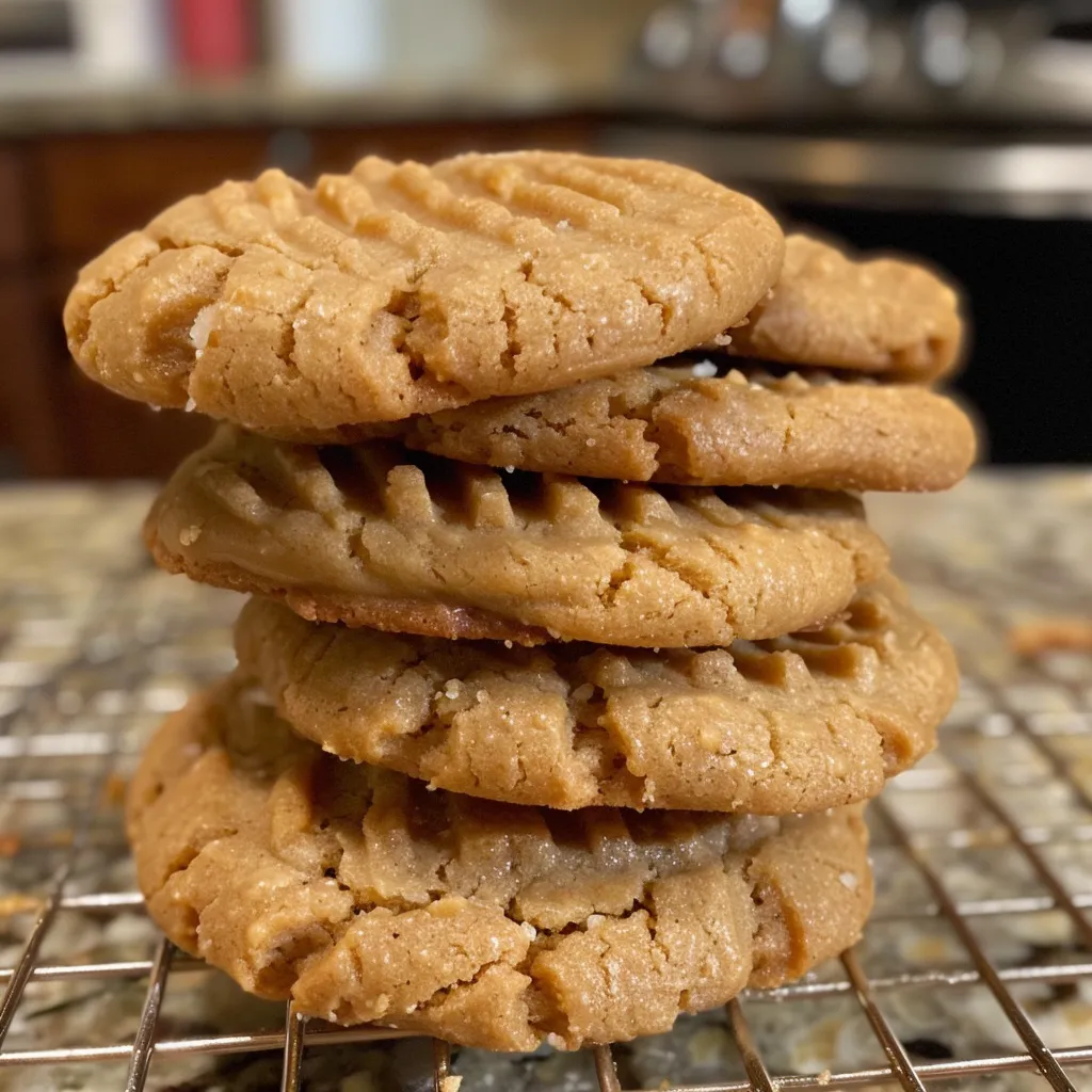 Juicy flourless peanut butter cookies displayed in a tempting arrangement from a side angle.