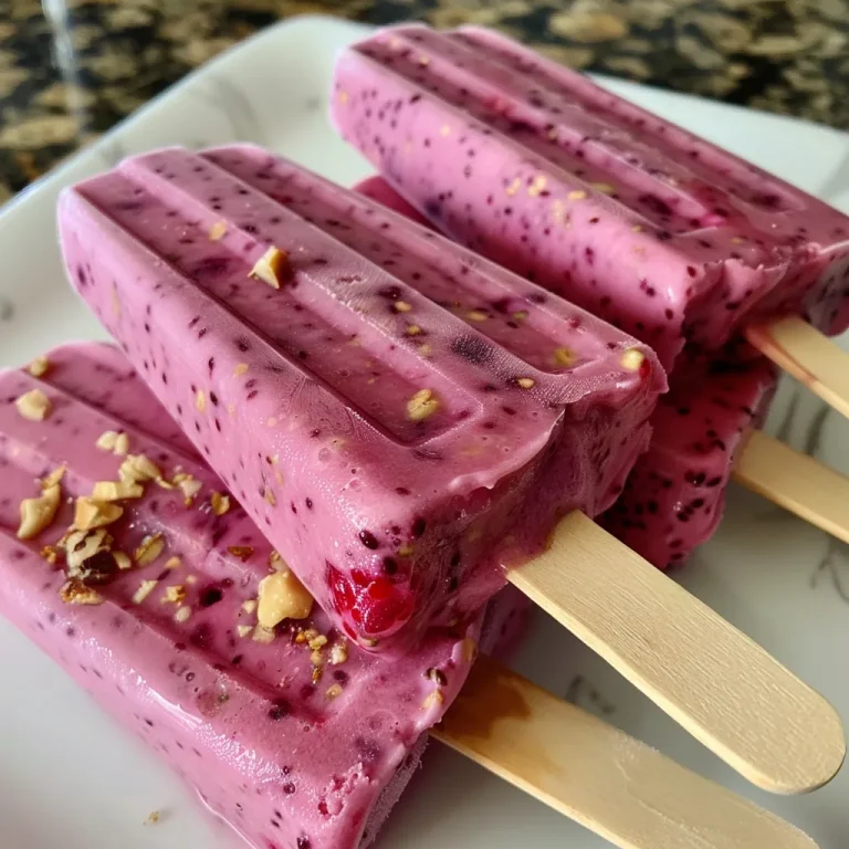 Close-up shot of colorful frozen yogurt berry pops on a wooden table.