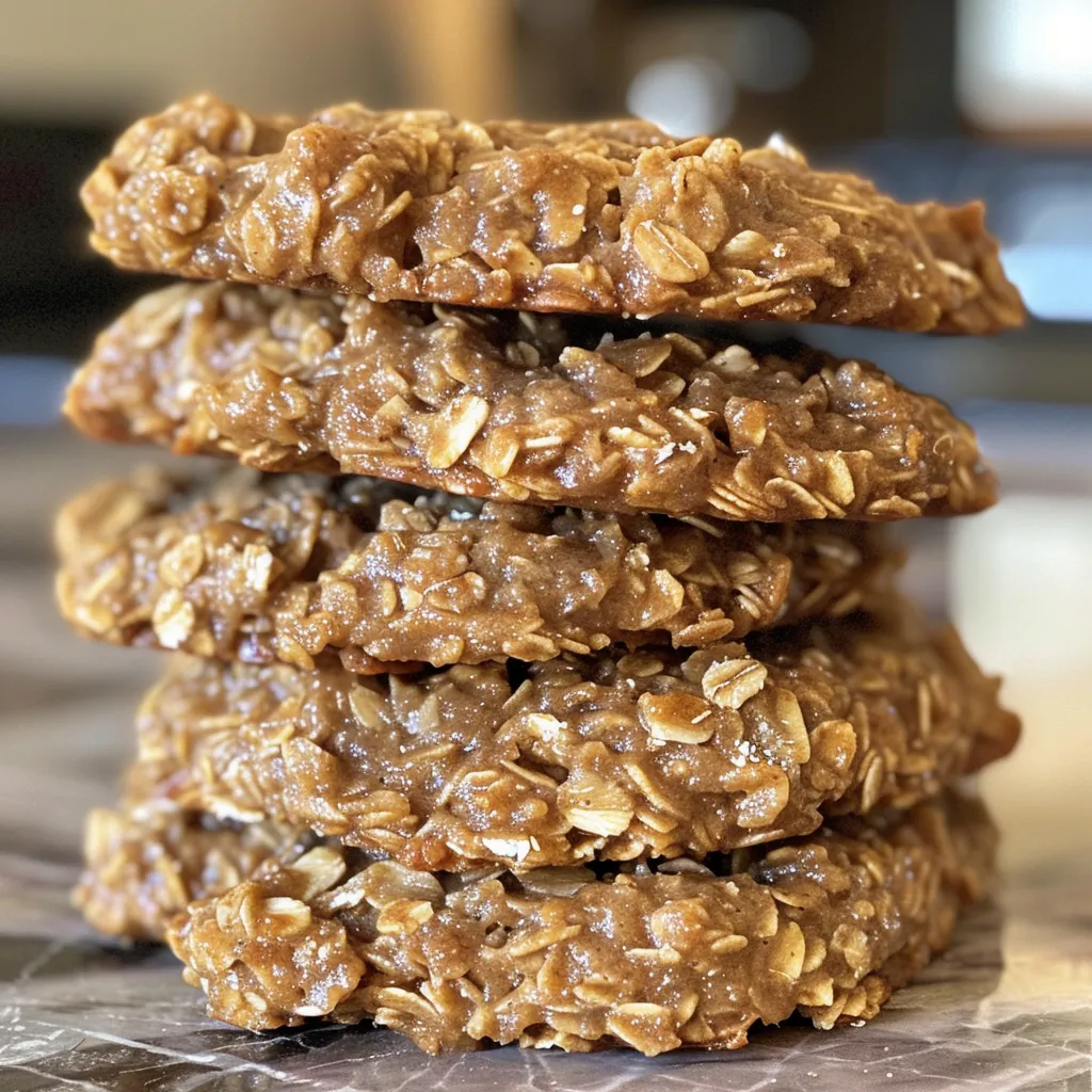 Side view of freshly baked toddler breakfast cookies made with oats and banana, presented on a rustic wooden surface.