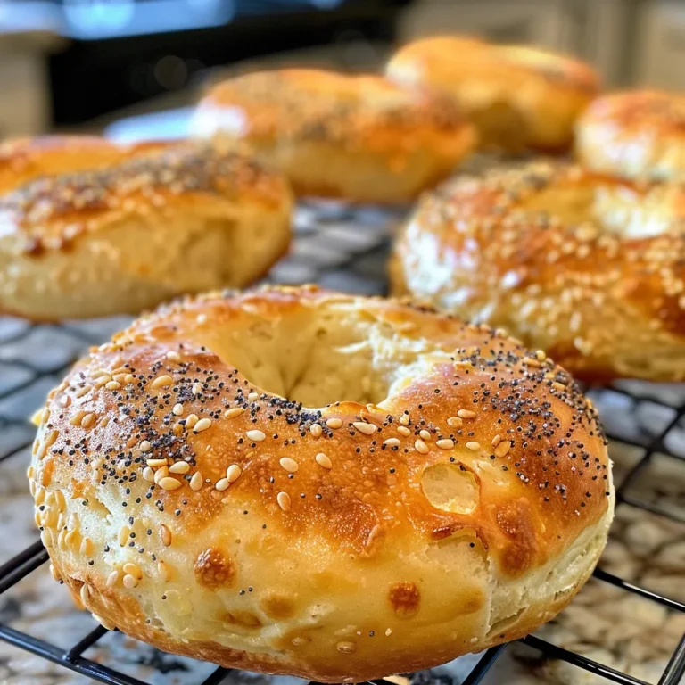 A close-up side view of a golden-brown high-protein cottage cheese bagel with sesame and poppy seeds on top.