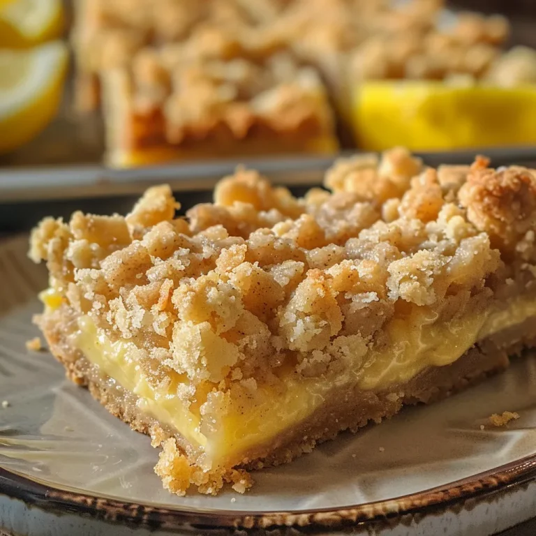 Close-up of freshly baked lemon crumb bars with a golden crust.