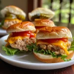 Juicy mini turkey sliders with cheese on slider buns.
