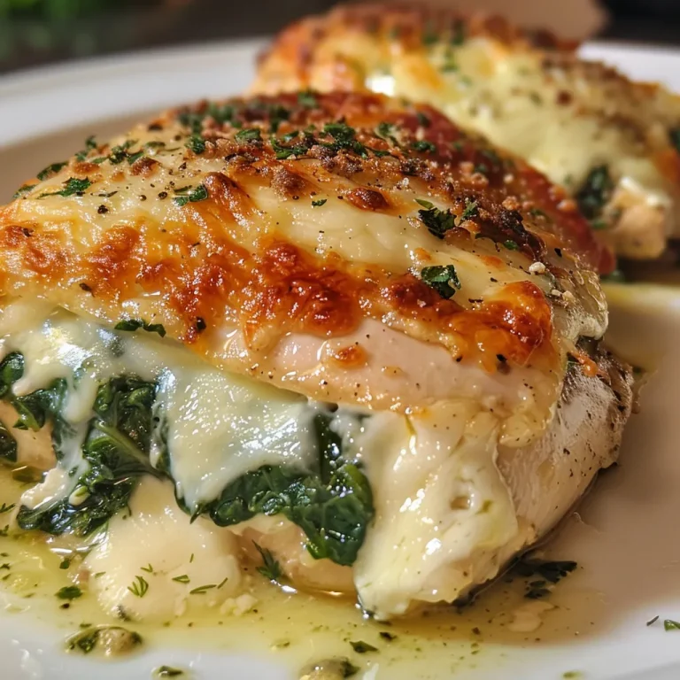 Juicy Spinach Mozzarella Stuffed Chicken breast with melted cheese oozing out.