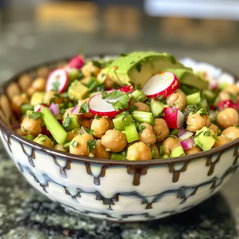 Chickpea Avocado Salad: A Fresh Take on Simple Pleasures Close-up view of a vibrant Chickpea Avocado Salad with fresh ingredients.