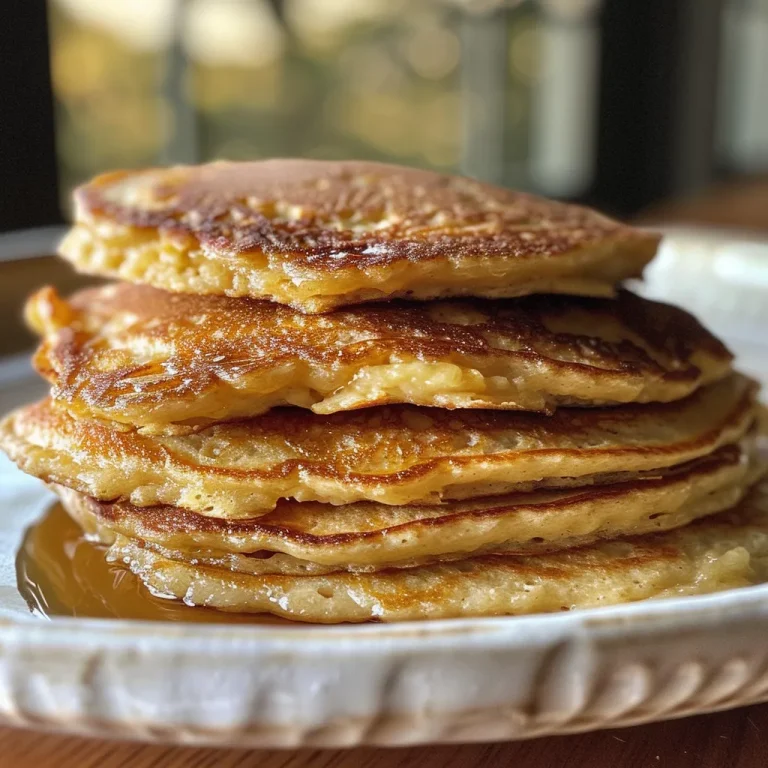 Fluff Up Your Breakfast: Effortless Flourless Cottage Cheese Pancakes Fluffy cottage cheese pancakes stacked high, with a golden brown exterior.