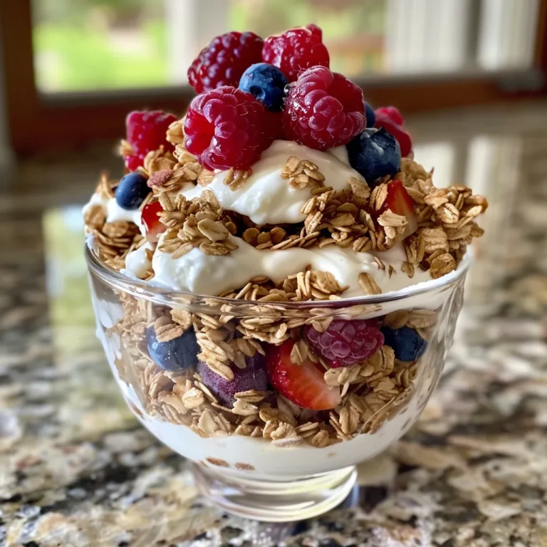Close-up of Frozen Yogurt Granola Power Cups filled with fresh berries.