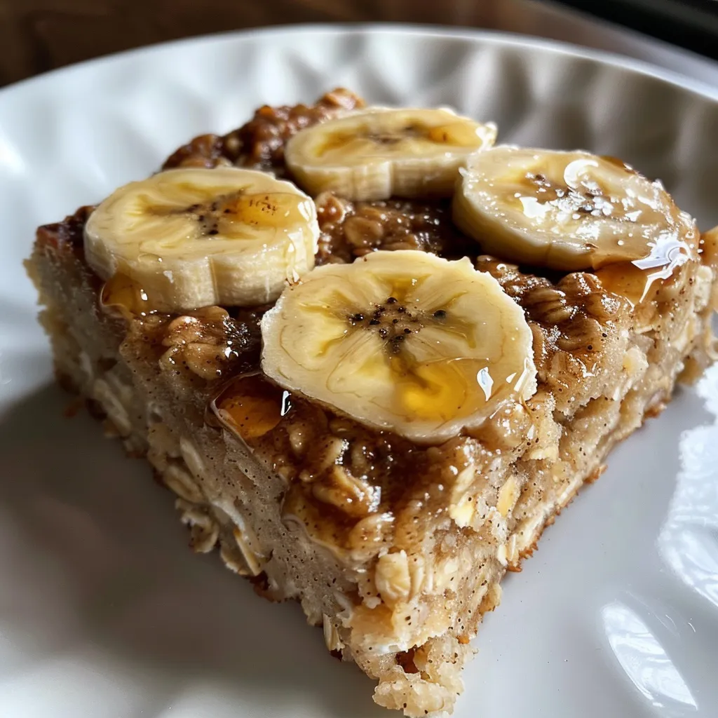 Close-up image of a sliced banana oatmeal cake showcasing its texture.