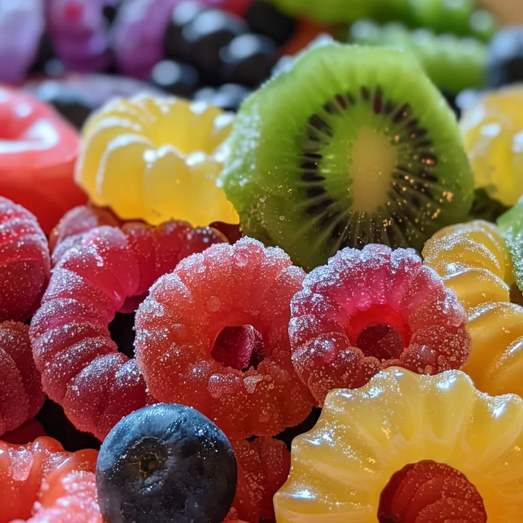 Side view of colorful, nutritious sweet treats arranged on a wooden board.