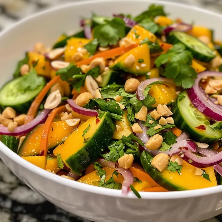 Brighten Your Day with Thai Mango Cucumber Salad: A Simple Delight A vibrant Thai Mango Cucumber Salad with colorful ingredients arranged beautifully.