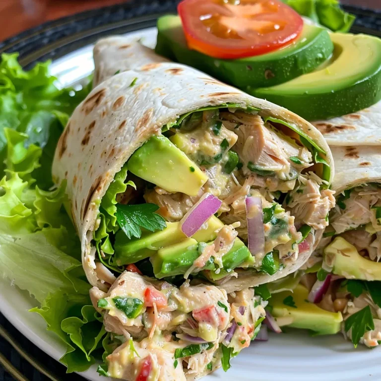 Close-up of a colorful Avocado Ranch Tuna Wrap, showcasing layers of tuna, avocado, and veggies.