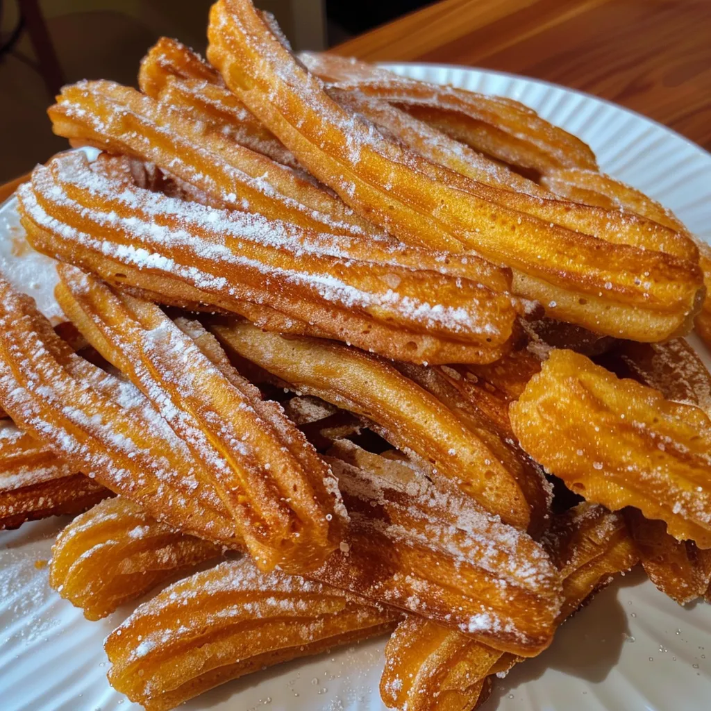 Juicy churro sticks arranged side by side, with a focus on their texture.