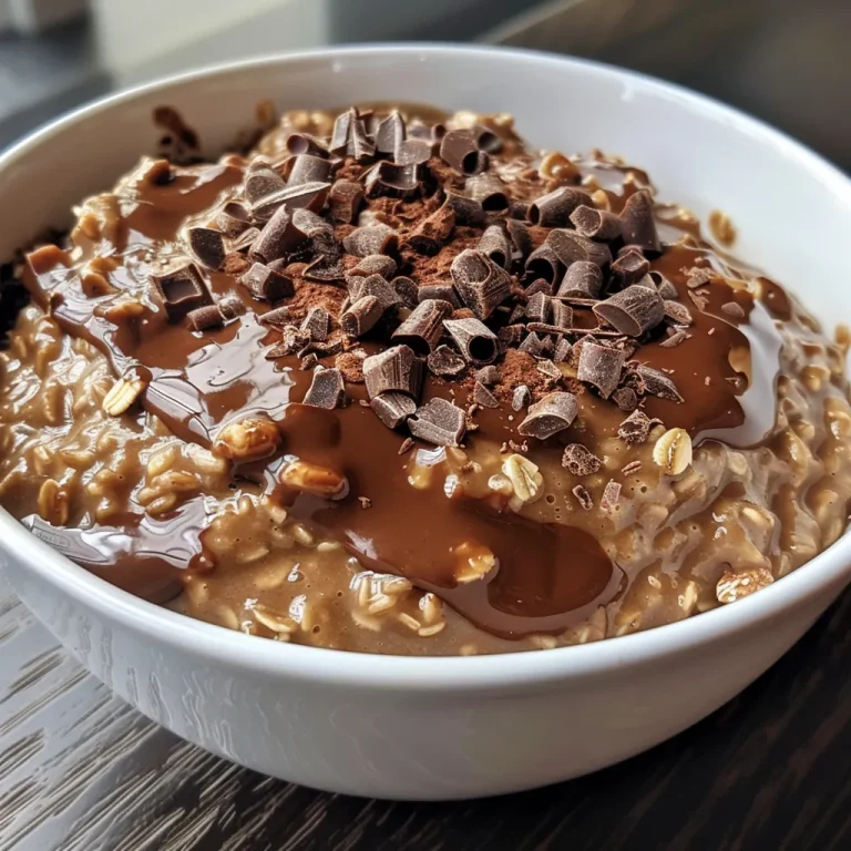 Indulge in Energy The Blissful Double Choc Protein Porridge You ll Love Close-up side view of a bowl of Double Choc Protein Porridge with cacao nibs.