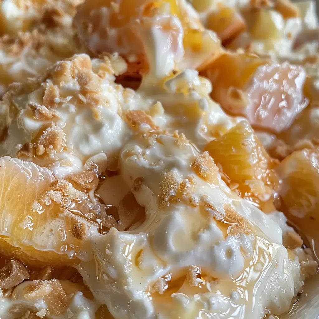 Side view of colorful frozen yogurt clusters made with peach and white chocolate.