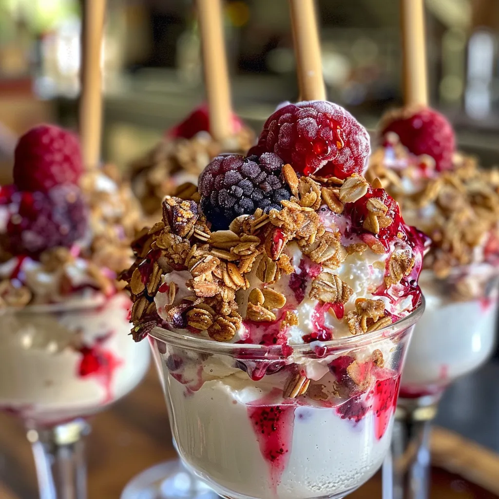 Frozen Yogurt Berry Bites presented with a variety of colorful berries, highlighting their creamy texture.