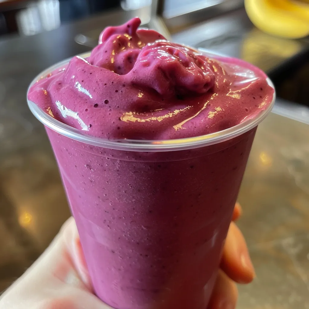 A refreshing Goodnight Berry Smoothie featuring a rich blend of berries and yogurt.