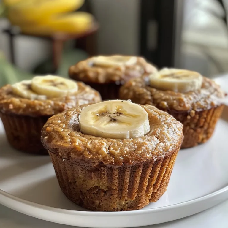 Close-up view of moist and fluffy high protein banana muffins on a wooden table.