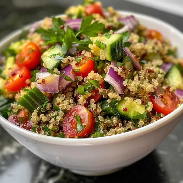 Close-up of a vibrant Lemon Herb Quinoa Salad with fresh ingredients.