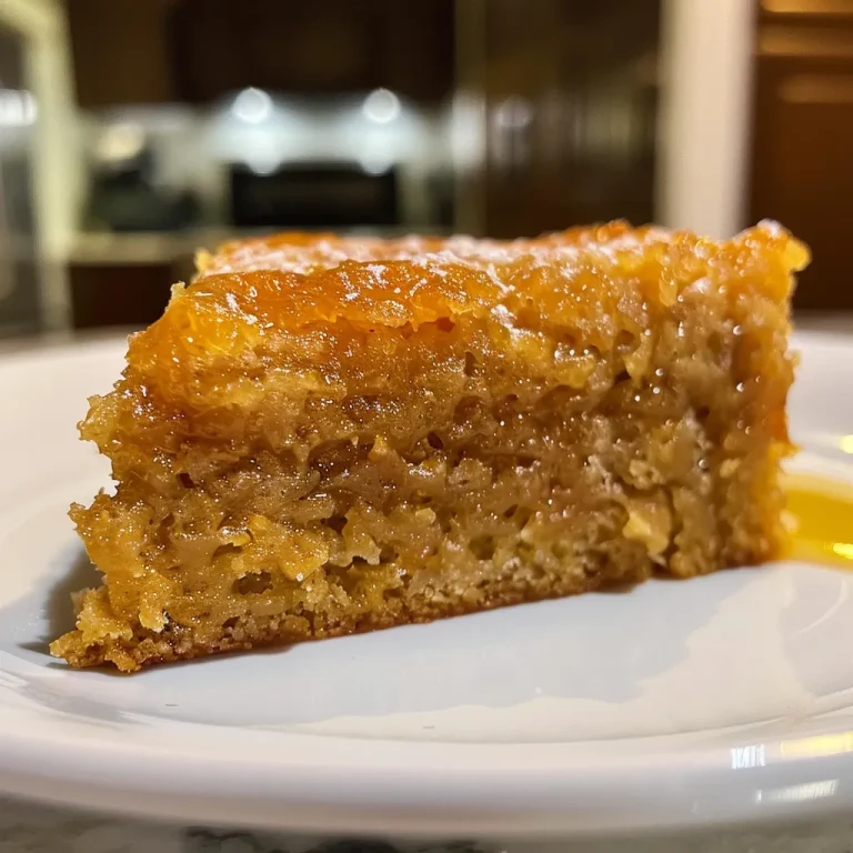 Close-up shot of a Mini Orange Oatmeal Cake with a golden crust and moist texture.