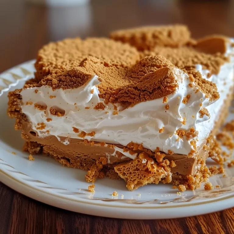 Close-up of a creamy No-Bake Lotus Biscoff Pie with a golden crust.