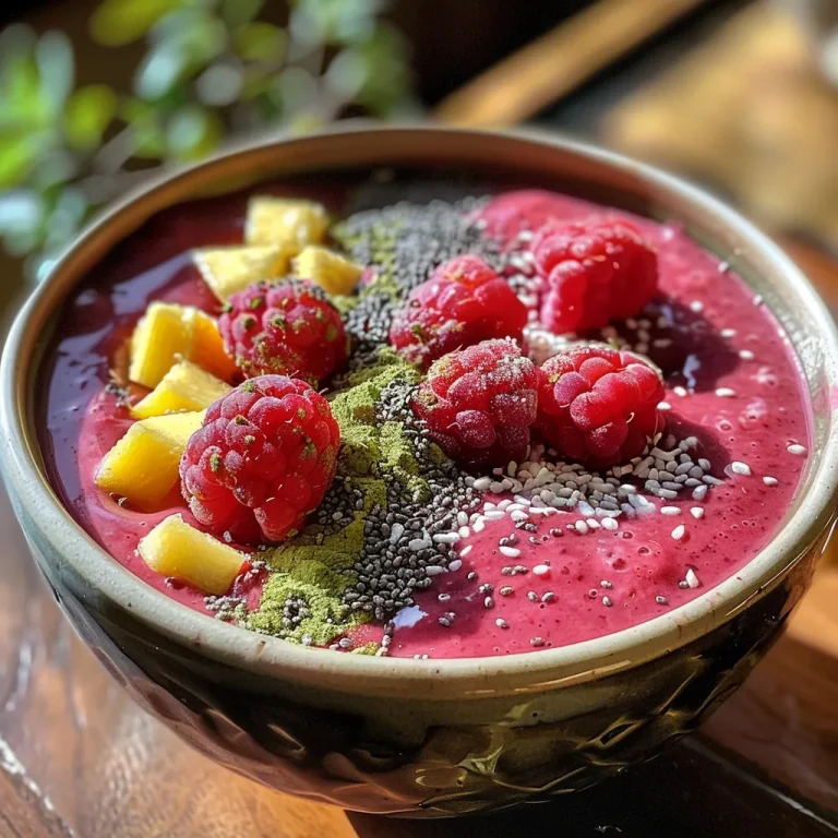 Whip Up a Thick Raspberry Smoothie Bowl A Simple Delight for Any Day A thick raspberry smoothie bowl garnished with fresh fruit and nuts.