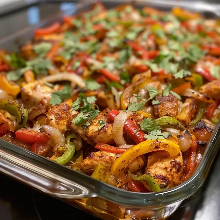 ['Close-up view of a Fajita Chicken Casserole in a baking dish, featuring colorful bell peppers and melted cheese.', 'Side angle photo of a delicious Fajita Chicken Casserole, showcasing tender chicken and vibrant vegetables.', 'Detailed shot of a Fajita Chicken Casserole with layers of chicken, peppers, and cheese, freshly baked.', 'Close-up image of a casserole dish filled with Fajita Chicken Casserole, highlighting fresh cilantro and spices.']