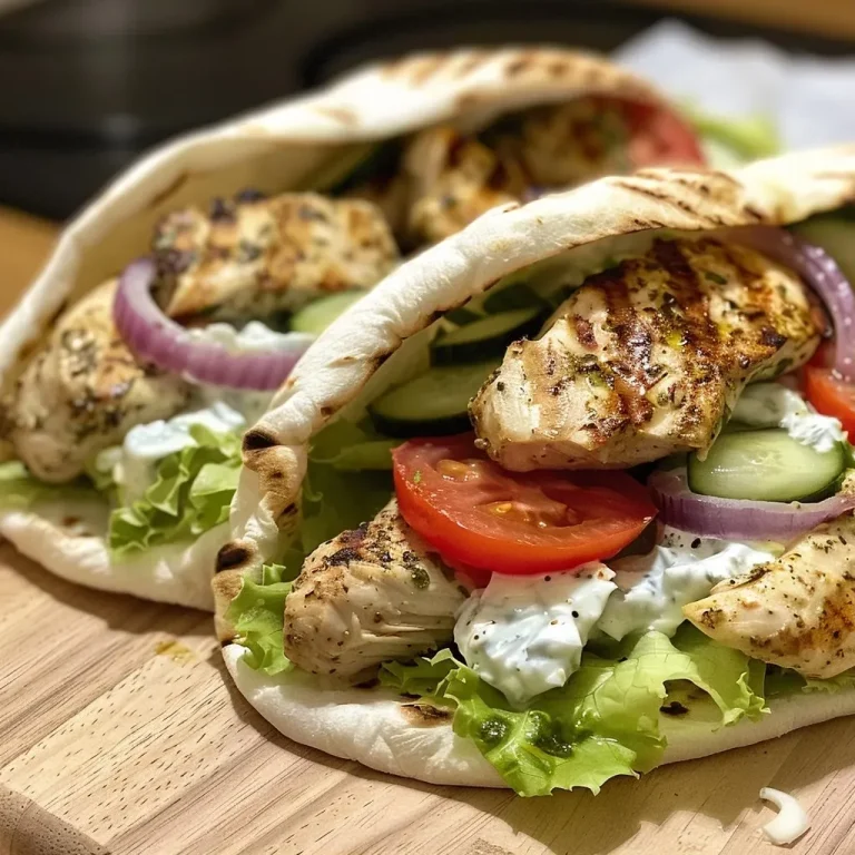 ['Close-up image of Greek chicken pitas filled with lettuce, tomatoes, and tzatziki sauce.', 'Side view of a juicy Greek chicken pita showcasing fresh ingredients like cucumbers and red onions.', 'Detailed shot of Greek chicken pitas featuring tender chicken and vibrant vegetables wrapped in pita bread.', 'Photogenic Greek chicken pita highlighting grilled chicken pieces and fresh toppings in a soft pita.']