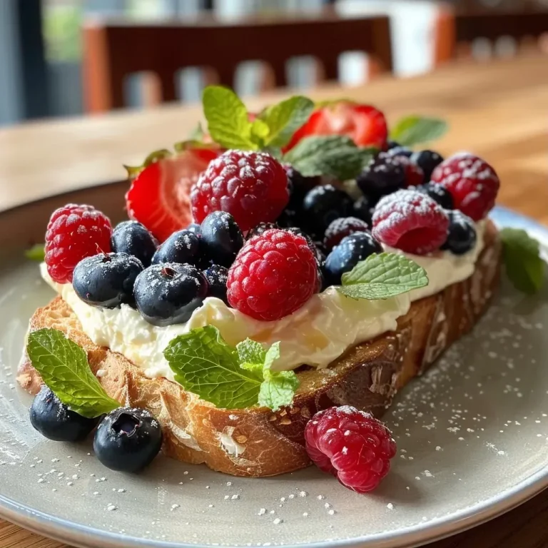 ['Close-up of a toasted slice of whole-grain bread topped with creamy mascarpone cheese and colorful mixed berries.', 'Side view of Mascarpone & Berries Toast featuring vibrant raspberries, blueberries, and strawberries on toasted bread.', 'Detailed image of a slice of whole-grain toast garnished with rich mascarpone and fresh seasonal berries.', 'Close-up shot highlighting a delicious toast spread with mascarpone cheese and topped with assorted berries and mint leaves.']