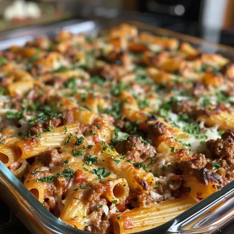 ['Close-up view of a cheesy protein pasta bake with golden-brown top and garnished with parsley.', 'Side view of a baked pasta dish featuring layers of protein-rich ingredients and melted cheese.', 'Juicy protein pasta bake served on a plate, showing layers of meat, cheese, and sauce.', 'Delicious protein-packed pasta bake highlighted with fresh parsley, showcasing vibrant colors.']