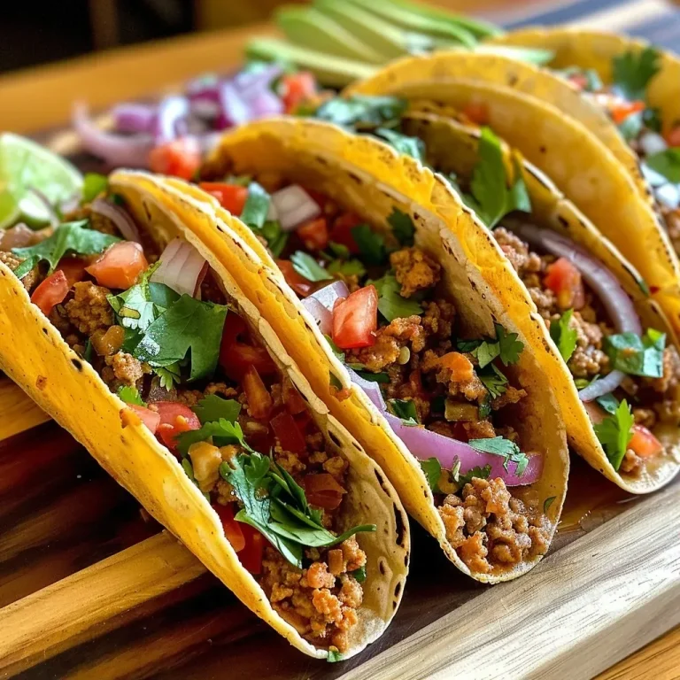 ['Close-up view of juicy turkey tacos with toppings on a plate.', 'Side view of delicious turkey tacos with fresh ingredients and tortillas.', 'Juicy turkey tacos garnished with lettuce and avocado on a table.', 'Ready-to-eat turkey tacos filled with ingredients, displayed attractively.']