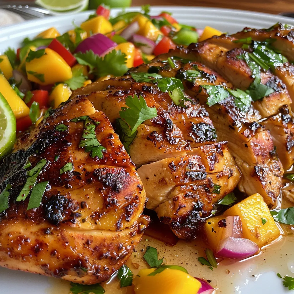 Close-up view of vibrant mango salsa in a bowl.