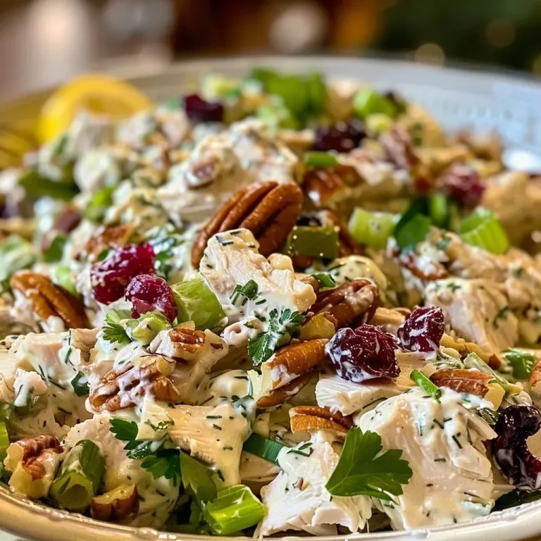 ['Close-up view of a colorful turkey salad featuring chunks of turkey, greens, and nuts.', 'Side perspective of a delicious turkey salad with cranberries, celery, and herbs.', 'Savory turkey salad displayed with vibrant ingredients like pecans and green onions.', 'Juicy Ultimate Turkey Salad showcased with fresh vegetables and dressing ingredients.']