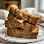 ['Close-up side view of a loaf of apple cider bread showcasing its moist texture.', 'Juicy apple cider bread with visible apple pieces and a golden-brown crust.', 'Detailed view of freshly baked apple cider bread highlighting its fluffy interior.', 'Slice of apple cider bread revealing the spices and apples inside.']