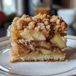 ['Close-up side view of a moist apple cinnamon crumb cake with a golden crumb topping.', 'Detailed shot of a delicious apple cinnamon crumb cake showcasing its layers and texture.', 'Side perspective of a slice of apple cinnamon crumb cake, highlighting the apple chunks and crumb crust.', 'Close-up of a freshly baked apple cinnamon crumb cake, emphasizing the buttery crumb topping and moist interior.']