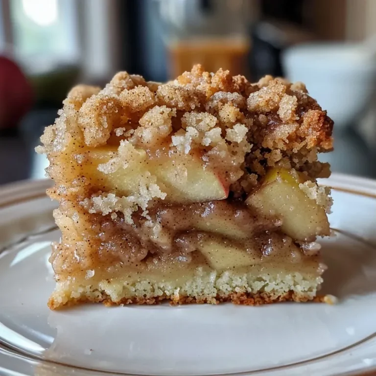 ['Close-up side view of a moist apple cinnamon crumb cake with a golden crumb topping.', 'Detailed shot of a delicious apple cinnamon crumb cake showcasing its layers and texture.', 'Side perspective of a slice of apple cinnamon crumb cake, highlighting the apple chunks and crumb crust.', 'Close-up of a freshly baked apple cinnamon crumb cake, emphasizing the buttery crumb topping and moist interior.']