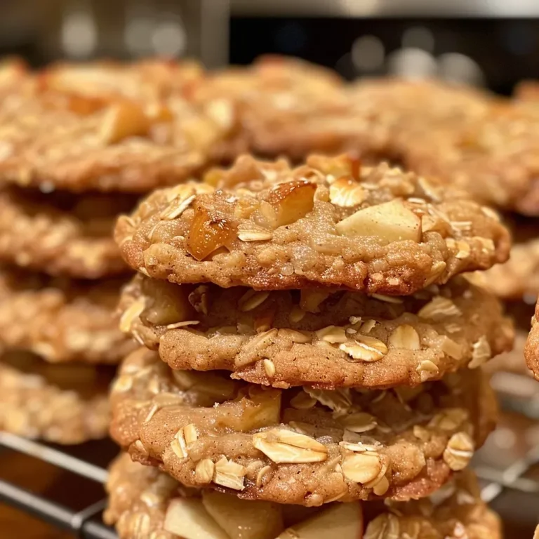 ['A close-up view of freshly baked apple crisp cookies with a golden-brown exterior and visible apple chunks.', 'Side view of apple crisp cookies displaying a soft texture and bits of cinnamon and oats.', 'A detailed image of delicious apple crisp cookies with chopped apples and a sprinkle of walnuts.', 'An iPhone photo capturing the warm, inviting look of apple crisp cookies, highlighting their inviting color and ingredients.']