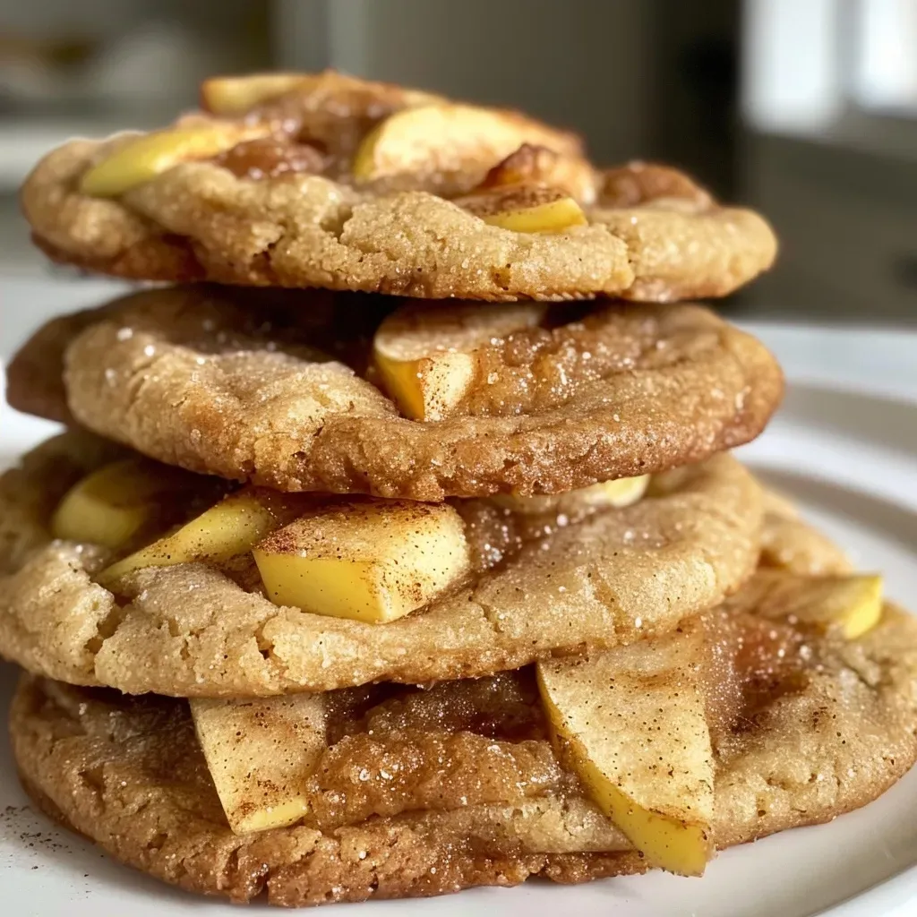 Close-up view of freshly baked apple pie cookies with a golden crust.