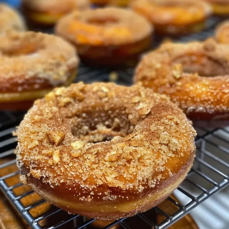 ['Close-up image of a baked apple donut showcasing its golden-brown exterior and apple chunks.', 'Side view of a freshly baked apple donut, highlighting its fluffy texture and cinnamon sugar coating.', 'Juicy baked apple donut with visible apple pieces, captured in a mouth-watering close-up.', 'Tempting side view of a baked apple donut, emphasizing its shiny glaze and sprinkled cinnamon.']
