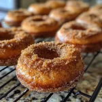 ['A close-up view of a baked ginger donut, showing its texture and glaze.', 'Side view of a delicious baked ginger donut with a powdered sugar topping.', 'Close-up of a golden brown baked ginger donut, highlighting its fluffy interior.', 'A single baked ginger donut on a surface, featuring a light glaze and powdered sugar.']
