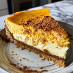 ['Close-up view of a luscious butternut squash cheesecake with a golden crust.', 'Side angle of a creamy butternut squash cheesecake topped with a rich buttery crust.', 'Detailed photo of butternut squash cheesecake showcasing its smooth texture and vibrant color.', 'A tempting slice of butternut squash cheesecake sitting on a plate, highlighting its creamy layers.']