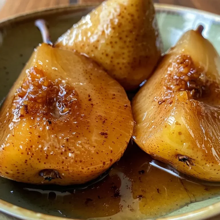 ['Close-up view of caramelized cinnamon-spiced pears on a plate, glistening with syrup.', 'Juicy Bosc pears sliced and caramelized, coated in cinnamon and maple syrup.', 'A side view of warm caramelized pears sprinkled with cinnamon, served on a dish.', 'Glazed cinnamon-spiced pears arranged neatly, showcasing their rich golden-brown color.']