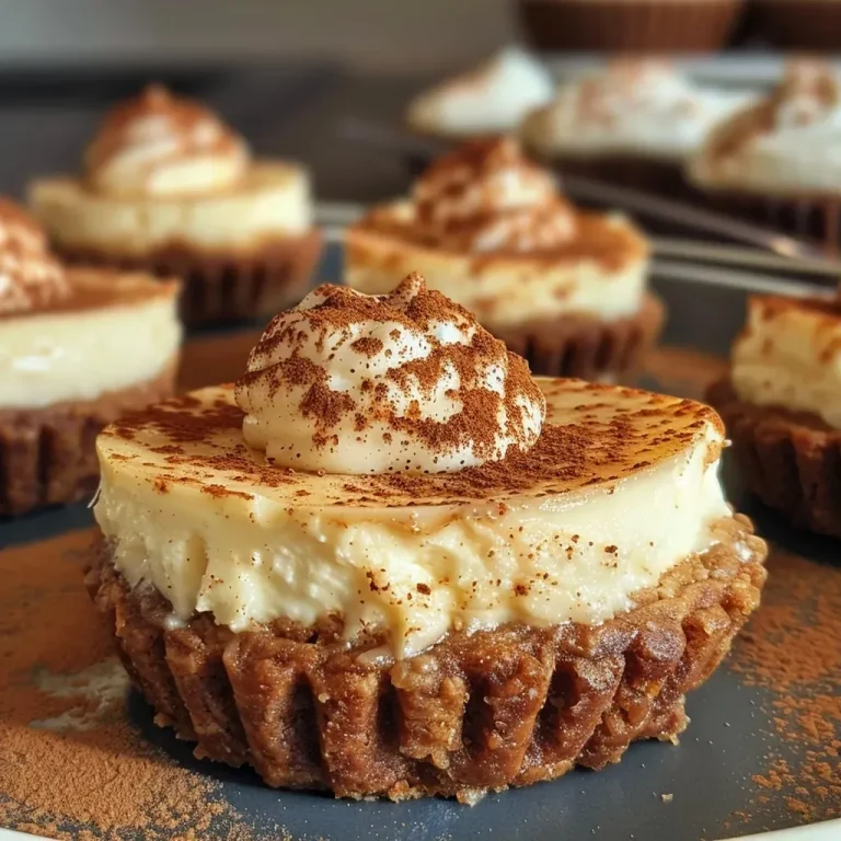 ['Chai Spiced Cheesecake Tarts with a rich creamy filling and crumbly base, viewed from the side.', 'Side view of Chai Spiced Cheesecake Tarts showcasing the creamy top and spiced layer.', 'Close-up of Chai Cheesecake Tarts revealing the texture of the filling and crust.', 'Tantalizing Chai Spiced Cheesecake Tarts in a side view, highlighting the intricate details.']