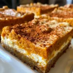 ['Close-up view of a slice of cottage cheese pumpkin cake bar, showcasing its moist texture.', 'Side-angle photo of pumpkin cake bars with a golden-brown top and a creamy interior.', 'Detailed image of delicious cottage cheese and pumpkin cake bars, highlighting their rich color and texture.', 'Close-up of a cottage cheese pumpkin cake bar, revealing ingredients like pumpkin and spices.']